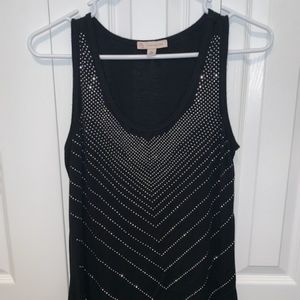 Black Sleeveless Tank Top w/ Silver Stones size L